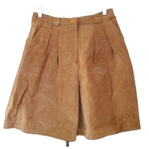 Vintage 90s Winlit 100% Leather Sz 14 High Waisted Shorts Oktoberfest Lederhosen